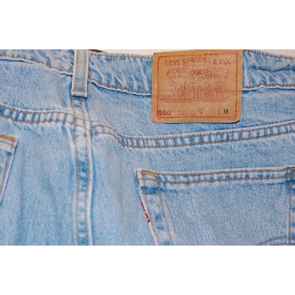 VGT 1997 Levis 550 Blue Jeans Light Wash USA Made | M tag | 41W 31L EUC | Read